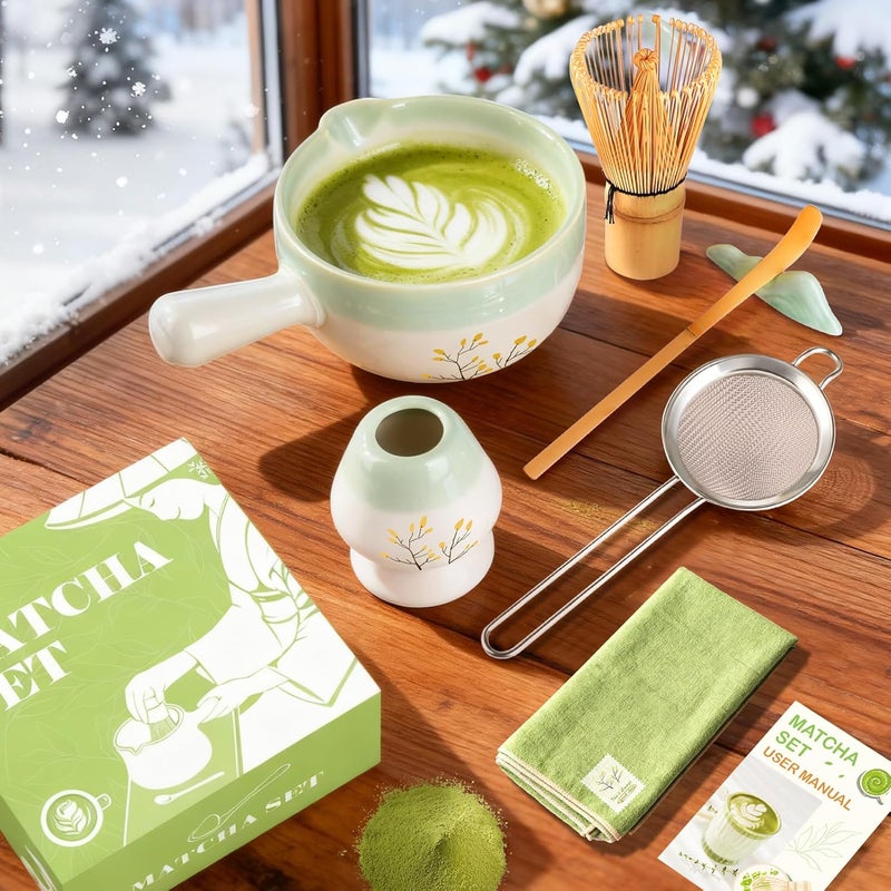 IDALIO Matcha Whisk Set, Matcha Set Home and Kitchen, Matcha Kit Handled Matcha Bowl Tea Set, Christmas Gifts for Women Mom, Kitchen Decor And Accessories, Matcha Sifter Tea Cup Set Christmas Kitchen Decor - Image 1